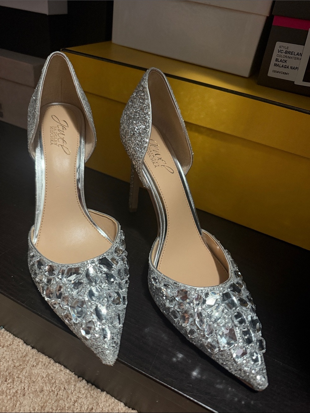 Jewel Badgley Mischka Silver Crystal-Embellished Pointed D'Orsay Pumps